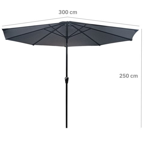 PARASOL OGRODOWY DUŻY SOLIDNY SKŁADANY 3 M Z KORBKĄ REGULACJA XL SZARY PARASOL OGRODOWY DUŻY SOLIDNY SKŁADANY 3 M Z KORBKĄ REGULACJA XL SZARY