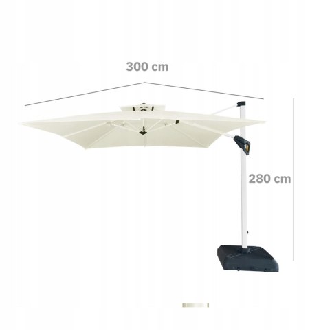 PARASOL OGRODOWY DUŻY SOLIDNY SKŁADANY 3 M Z WYSIĘGNIKIEM REGULACJA XXXL- VADA ECRU PARASOL OGRODOWY DUŻY SOLIDNY SKŁADANY 3 M Z WYSIĘGNIKIEM REGULACJA XXXL- VADA ECRU