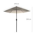 PARASOL OGRODOWY ŚCIENNY DUŻY SOLIDNY SKŁADANY 2,7 M Z KORBKĄ ECRU