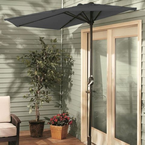PARASOL OGRODOWY ŚCIENNY DUŻY SOLIDNY SKŁADANY 2,7 M Z KORBKĄ SZARY PARASOL OGRODOWY ŚCIENNY DUŻY SOLIDNY SKŁADANY 2,7 M Z KORBKĄ SZARY