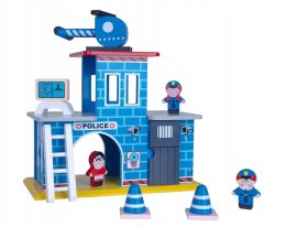 Drewniany posterunek policji Pan Patyk 2 piętra + figurki + helikopter