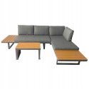 ZESTAW MEBLI OGRODOWYCH narożnik sofa stolik LEKKI komplet gród ALUMINIUM