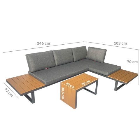 ZESTAW MEBLI OGRODOWYCH narożnik sofa stolik LEKKI komplet gród ALUMINIUM ZESTAW MEBLI OGRODOWYCH narożnik sofa stolik LEKKI komplet gród ALUMINIUM