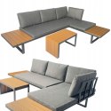 ZESTAW MEBLI OGRODOWYCH narożnik sofa stolik LEKKI komplet gród ALUMINIUM
