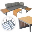 ZESTAW MEBLI OGRODOWYCH narożnik sofa stolik LEKKI komplet gród ALUMINIUM