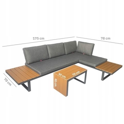 ZESTAW MEBLI OGRODOWYCH narożnik sofa stolik LEKKI komplet gród ALUMINIUM ZESTAW MEBLI OGRODOWYCH narożnik sofa stolik LEKKI komplet gród ALUMINIUM