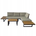 ZESTAW MEBLI OGRODOWYCH narożnik sofa stolik LEKKI komplet gród ALUMINIUM