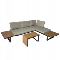 ZESTAW MEBLI OGRODOWYCH narożnik sofa stolik LEKKI komplet gród ALUMINIUM