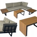 ZESTAW MEBLI OGRODOWYCH narożnik sofa stolik LEKKI komplet gród ALUMINIUM