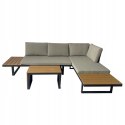 ZESTAW MEBLI OGRODOWYCH narożnik sofa stolik LEKKI komplet gród ALUMINIUM