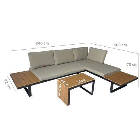 ZESTAW MEBLI OGRODOWYCH narożnik sofa stolik LEKKI komplet gród ALUMINIUM ZESTAW MEBLI OGRODOWYCH narożnik sofa stolik LEKKI komplet gród ALUMINIUM