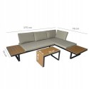 ZESTAW MEBLI OGRODOWYCH narożnik sofa stolik LEKKI komplet gród ALUMINIUM