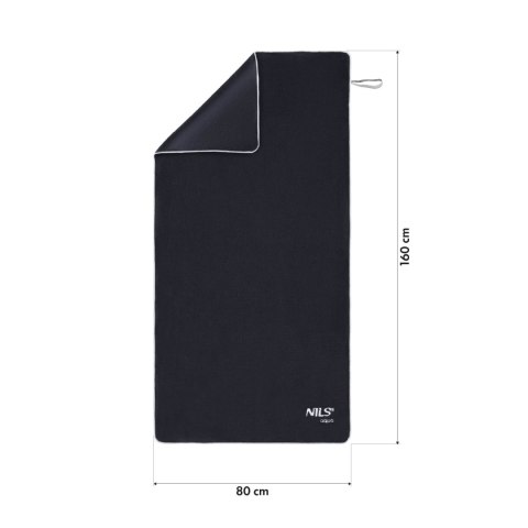 NAR14 RĘCZNIK Z MIKROFIBRY FROTTE CZARNY 160X80cm NILS AQUA NAR14 RĘCZNIK Z MIKROFIBRY FROTTE CZARNY 160X80cm NILS AQUA