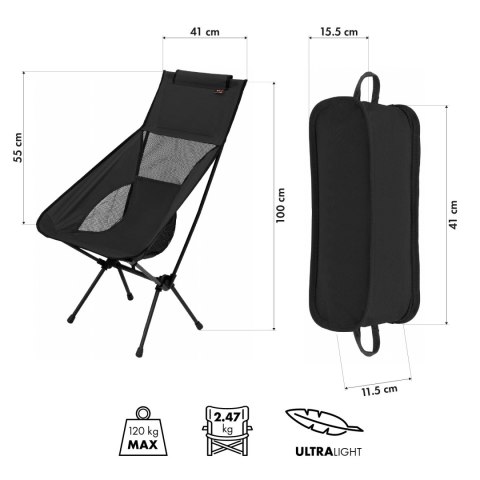 NC3321 KRZESŁO SKŁADANE ULTRALIGHT BLACK NILS CAMP NC3321 KRZESŁO SKŁADANE ULTRALIGHT BLACK NILS CAMP