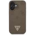 Guess Grained Hot Stamp Peony Triangle Logo MagSafe - Etui do iPhone 16 (brązowy)
