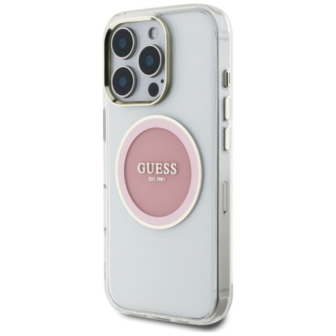 Guess IML Metal Colored Circle Classic Logo MagSafe - Etui do iPhone 16 Pro (różowy) Guess IML Metal Colored Circle Classic Logo MagSafe - Etui do iPhone 16 Pro (różowy)