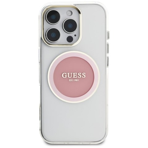 Guess IML Metal Colored Circle Classic Logo MagSafe - Etui do iPhone 16 Pro (różowy) Guess IML Metal Colored Circle Classic Logo MagSafe - Etui do iPhone 16 Pro (różowy)