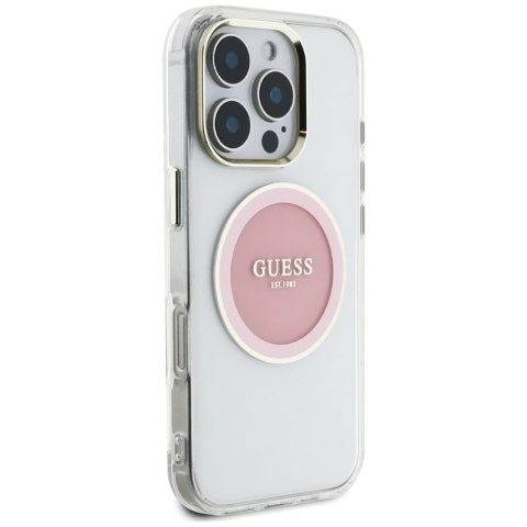 Guess IML Metal Colored Circle Classic Logo MagSafe - Etui do iPhone 16 Pro (różowy) Guess IML Metal Colored Circle Classic Logo MagSafe - Etui do iPhone 16 Pro (różowy)