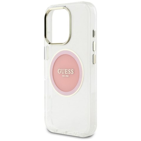 Guess IML Metal Colored Circle Classic Logo MagSafe - Etui do iPhone 16 Pro (różowy) Guess IML Metal Colored Circle Classic Logo MagSafe - Etui do iPhone 16 Pro (różowy)