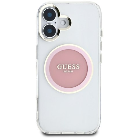 Guess IML Metal Colored Circle Classic Logo MagSafe - Etui do iPhone 16 (różowy) Guess IML Metal Colored Circle Classic Logo MagSafe - Etui do iPhone 16 (różowy)