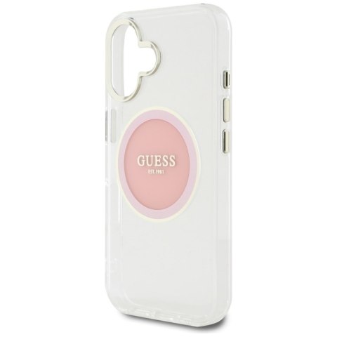 Guess IML Metal Colored Circle Classic Logo MagSafe - Etui do iPhone 16 (różowy) Guess IML Metal Colored Circle Classic Logo MagSafe - Etui do iPhone 16 (różowy)