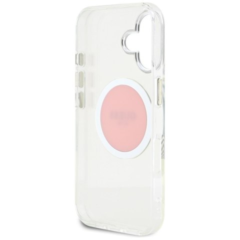 Guess IML Metal Colored Circle Classic Logo MagSafe - Etui do iPhone 16 (różowy) Guess IML Metal Colored Circle Classic Logo MagSafe - Etui do iPhone 16 (różowy)