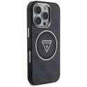 Guess IML Metal Glitter 4G Circle Triangle MagSafe - Etui do iPhone 16 Pro Max (czarny)