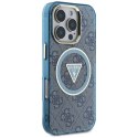 Guess IML Metal Glitter 4G Circle Triangle MagSafe - Etui do iPhone 16 Pro Max (niebieski)