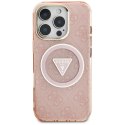 Guess IML Metal Glitter 4G Circle Triangle MagSafe - Etui do iPhone 16 Pro Max (różowy)