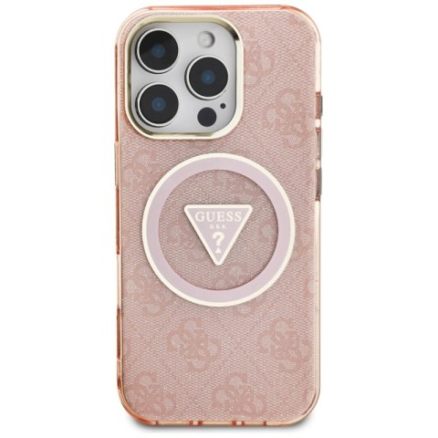 Guess IML Metal Glitter 4G Circle Triangle MagSafe - Etui do iPhone 16 Pro Max (różowy) Guess IML Metal Glitter 4G Circle Triangle MagSafe - Etui do iPhone 16 Pro Max (różowy)