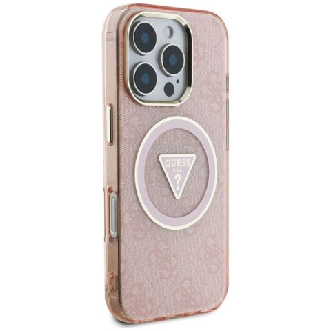 Guess IML Metal Glitter 4G Circle Triangle MagSafe - Etui do iPhone 16 Pro Max (różowy) Guess IML Metal Glitter 4G Circle Triangle MagSafe - Etui do iPhone 16 Pro Max (różowy)