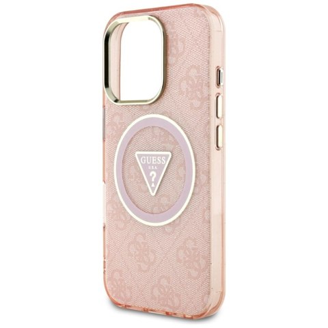 Guess IML Metal Glitter 4G Circle Triangle MagSafe - Etui do iPhone 16 Pro Max (różowy) Guess IML Metal Glitter 4G Circle Triangle MagSafe - Etui do iPhone 16 Pro Max (różowy)