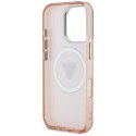 Guess IML Metal Glitter 4G Circle Triangle MagSafe - Etui do iPhone 16 Pro Max (różowy)
