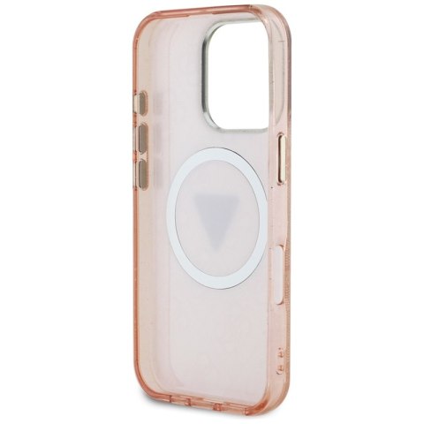 Guess IML Metal Glitter 4G Circle Triangle MagSafe - Etui do iPhone 16 Pro Max (różowy) Guess IML Metal Glitter 4G Circle Triangle MagSafe - Etui do iPhone 16 Pro Max (różowy)