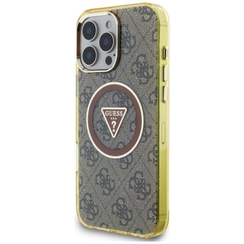 Guess IML Metal Glitter 4G Circle Triangle MagSafe - Etui do iPhone 16 Pro (brązowy) Guess IML Metal Glitter 4G Circle Triangle MagSafe - Etui do iPhone 16 Pro (brązowy)