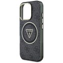 Guess IML Metal Glitter 4G Circle Triangle MagSafe - Etui do iPhone 16 Pro (czarny)