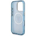 Guess IML Metal Glitter 4G Circle Triangle MagSafe - Etui do iPhone 16 Pro (niebieski)