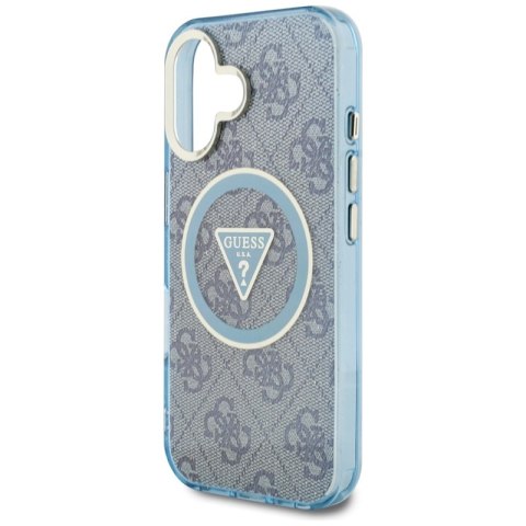 Guess IML Metal Glitter 4G Circle Triangle MagSafe - Etui do iPhone 16 (niebieski) Guess IML Metal Glitter 4G Circle Triangle MagSafe - Etui do iPhone 16 (niebieski)