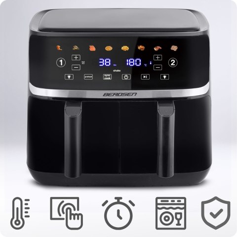 Duża frytkownica beztłuszczowa Air fryer Berdsen BD-657 czarna Duża frytkownica beztłuszczowa Air fryer Berdsen BD-657 czarna