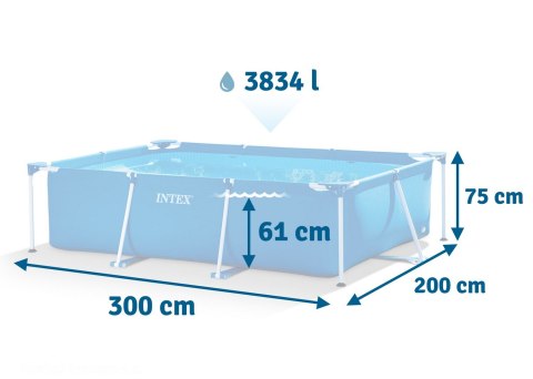 Basen ogrodowy stelażowy 300 x 200 x 75 cm 2w1 INTEX 28272