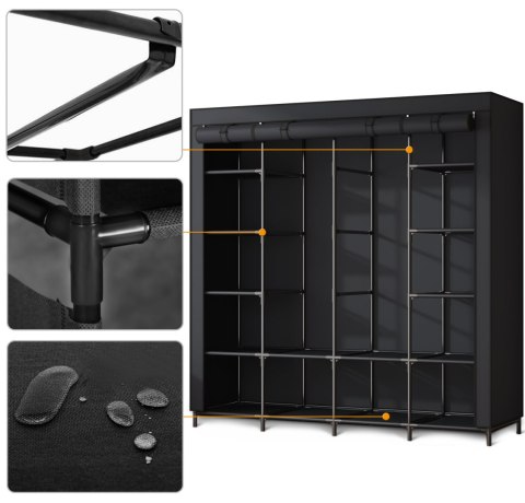 Duża szafa tekstylna Massido MS-804 czarna Duża szafa tekstylna Massido MS-804 czarna