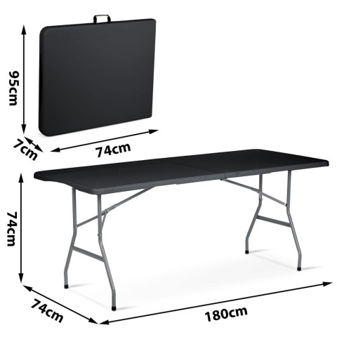 Stół cateringowy ogrodowy składany 180 cm Plonos czarny Stół cateringowy ogrodowy składany 180 cm Plonos czarny