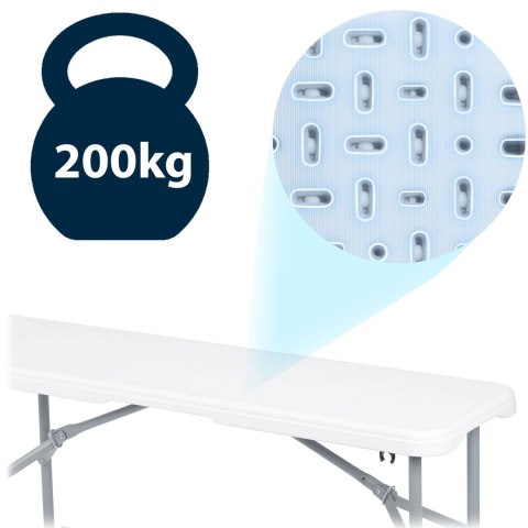 Zestaw cateringowy ogrodowy składany stół + 2 ławki 180 cm Plonos biały Zestaw cateringowy ogrodowy składany stół + 2 ławki 180 cm Plonos biały