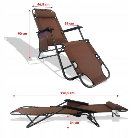 Fotel, leżak ogrodowy, plażowy, składany, wygodny gazetownik, zagłówek Fotel, leżak ogrodowy, plażowy, składany, wygodny gazetownik, zagłówek