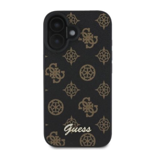 Guess Peony Script MagSafe - Etui iPhone 16 (czarny) Guess Peony Script MagSafe - Etui iPhone 16 (czarny)