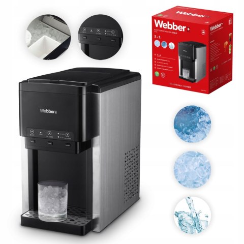 Kostkarka do lodu 3w1 Dystrybutor wody Kruszarka WEBBER 200W 20kg/24h 6 L Kostkarka do lodu 3w1 Dystrybutor wody Kruszarka WEBBER 200W 20kg/24h 6 L