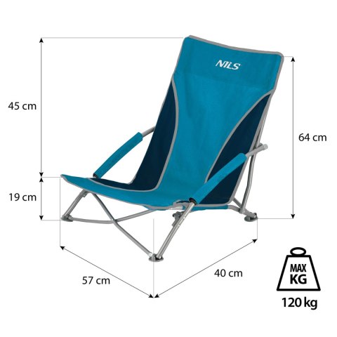 NC3035 KRZESŁO PLAŻOWE NIEBIESKO-SZARE NILS NC3035 KRZESŁO PLAŻOWE NIEBIESKO-SZARE NILS