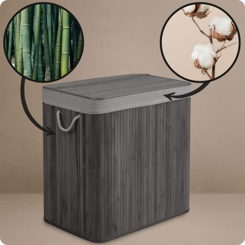 Bambusowy kosz na pranie bieliznę z pokrywą 150 l Massido Bambusowy kosz na pranie bieliznę z pokrywą 150 l Massido