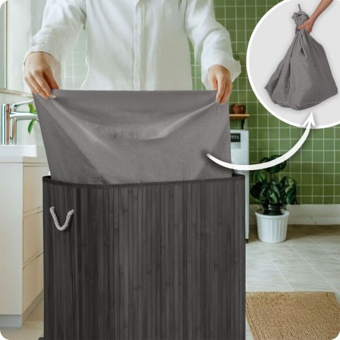 Bambusowy kosz na pranie bieliznę z pokrywą 150 l Massido Bambusowy kosz na pranie bieliznę z pokrywą 150 l Massido