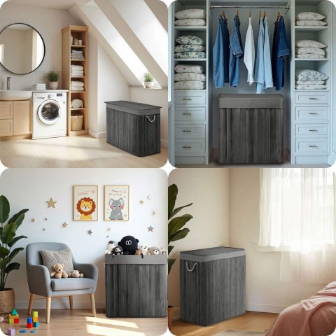 Bambusowy kosz na pranie bieliznę z pokrywą 150 l Massido Bambusowy kosz na pranie bieliznę z pokrywą 150 l Massido